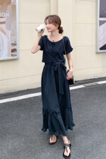 时尚显瘦套装裙女2025夏季新款韩版设计感泡泡袖上衣半身裙两件套，女装套装/套裙，2C206