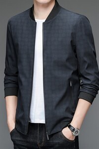 夹克男2023秋季新款棒球领纯色休闲时尚中青年男士潮流上衣外套图片