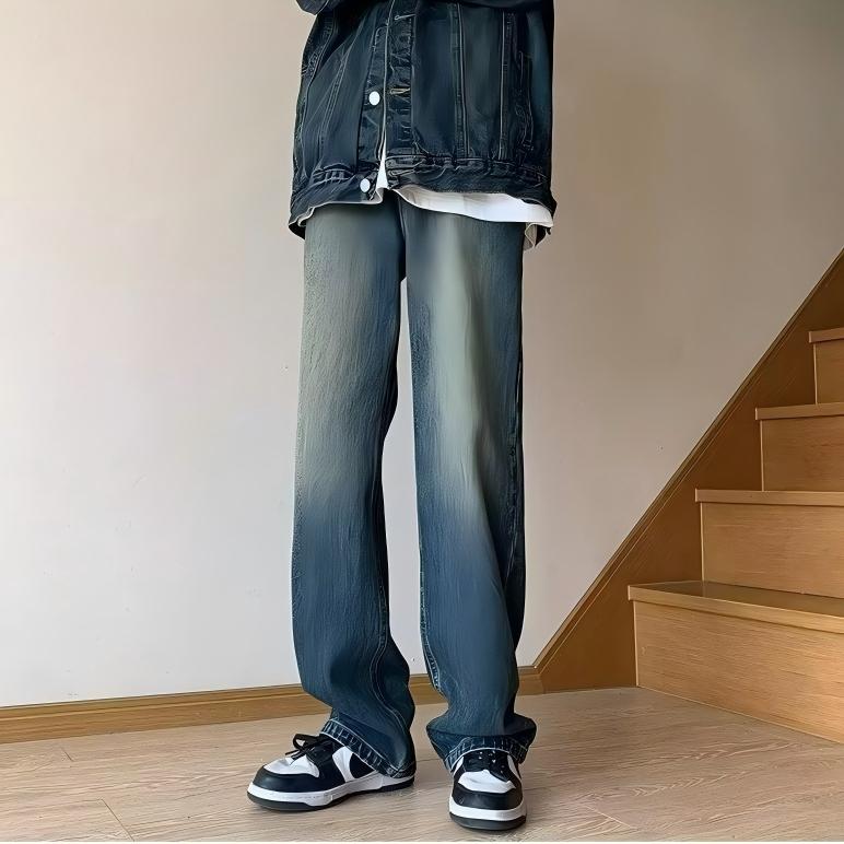 1506-1/KJG091高品质/P46美式复古蓝微喇牛仔裤男女百搭直筒裤,男装牛仔裤,星座1506-1