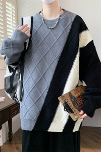 84677-特P58 秋冬新款休闲毛衣男长袖针织衫港风宽松打底衫图片