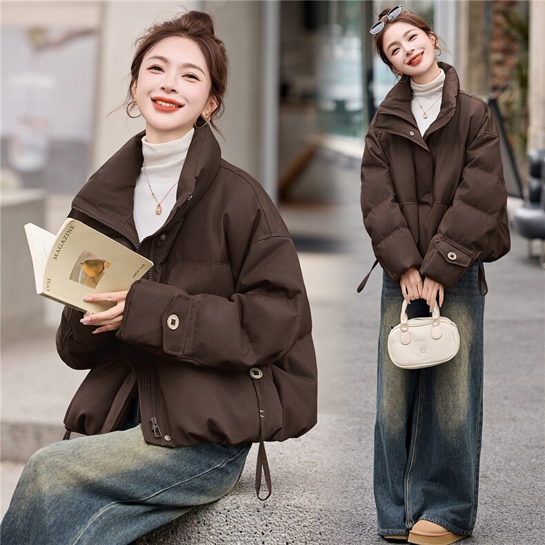 90%白鸭绒羽绒服女2025冬季新款休闲立领羽绒服外套女图片