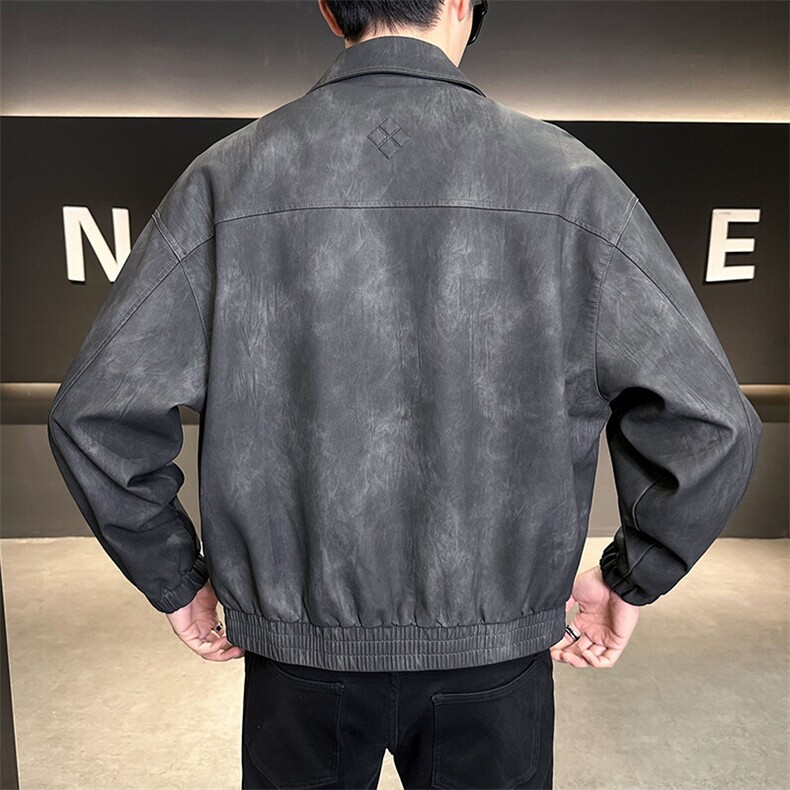 2025春季新款高品质款宽松水洗PU皮衣男外套C317-J886-P165,男装皮衣,电商C317