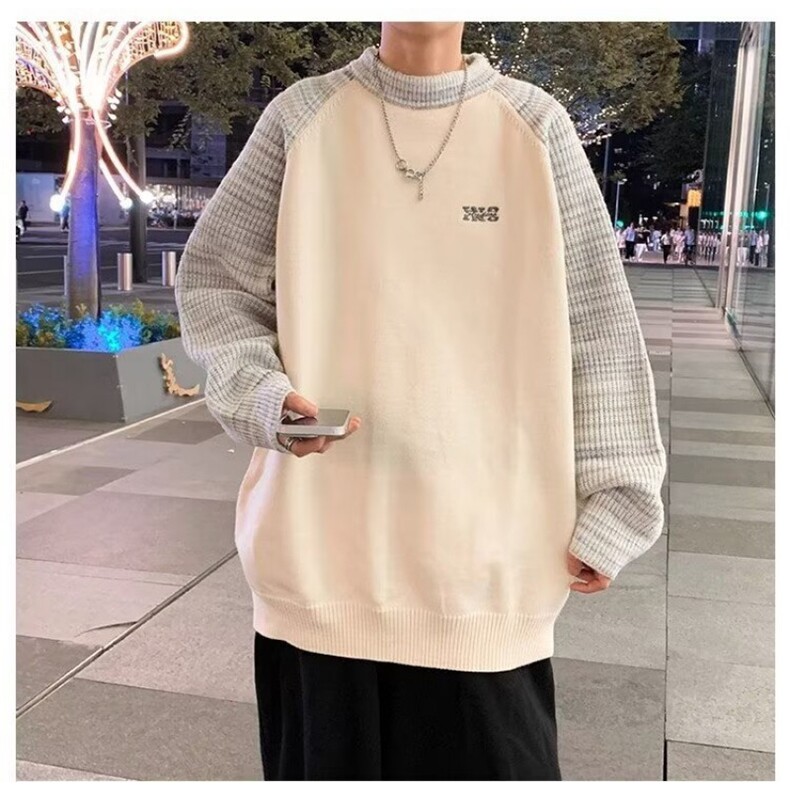 美式复古撞色拼接毛衣男秋冬新款慵懒风高级感针织衫YSDL-M4-P51,男装针织衫/毛衣,星座1109-3