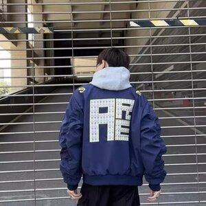 美式高街飞行员夹克春秋外套男女字母刺绣设计棒球服男GAA001 P60图片