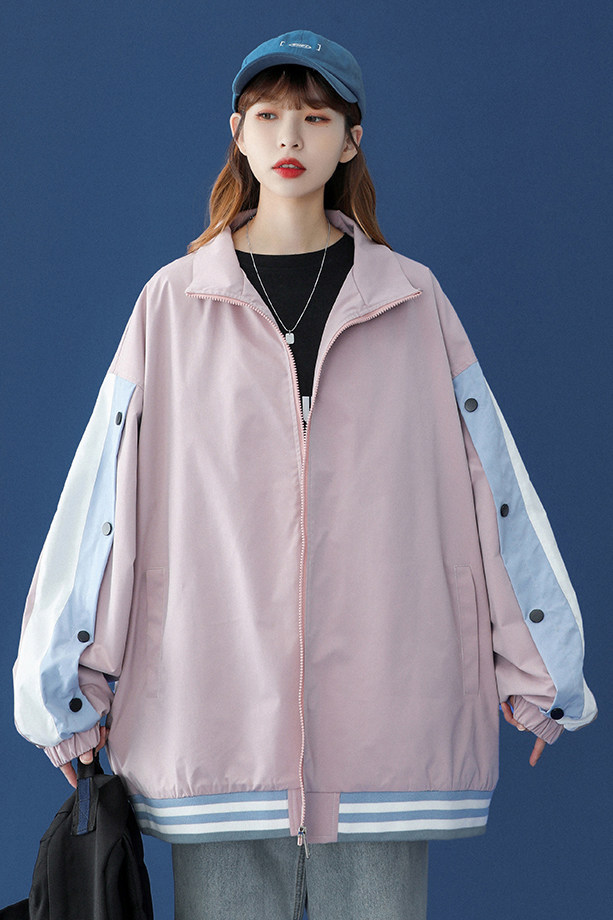！春装新款多色袖子拼接撞色宽松棒球夹克外套G350P65控88,男装夹克,A247A