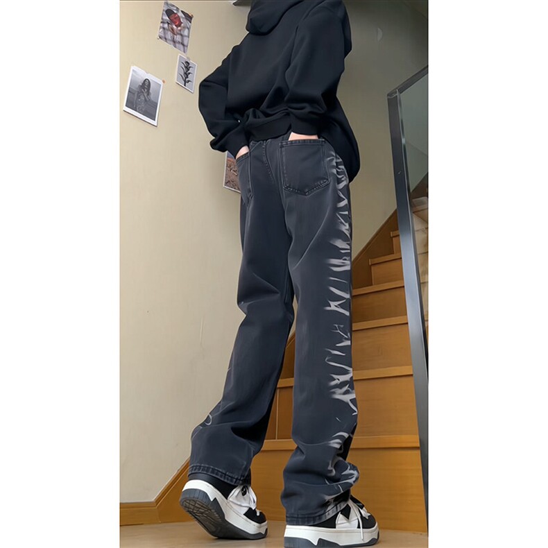 欧美hiphop直筒牛仔裤美式复古阔腿裤垂坠感nz15-TP35,男装牛仔裤,星座310A-4