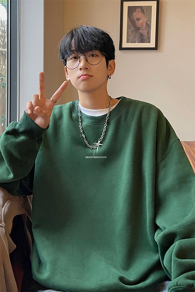 ！圆领卫衣男装港风长袖T恤男外套男WY190-P28,男装卫衣,电商B367