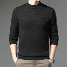 B-N21610冬季新款男士圆领毛衣仿羊绒针织加绒打底衫男装保暖P75图片