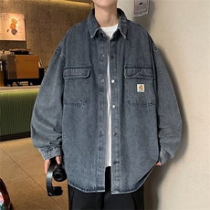 休闲纯色尖领夹克秋季男生运动透气宽松潮流潮牌外套W5276-P60，男装夹克，星座412-3