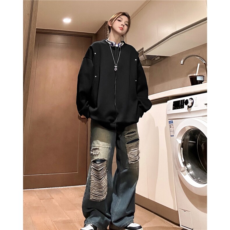中性2025秋装新款圆领套头宽松卫衣男女装秋季情侣外套潮S297-P58，女装短外套，电商A233-1