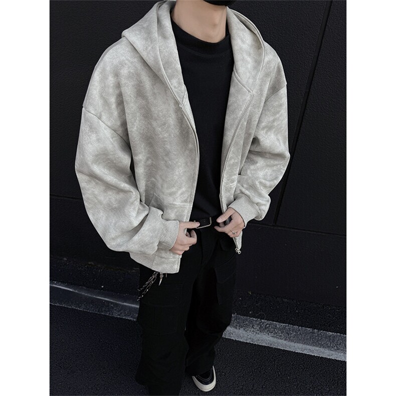 春季新款C7062-TP5588美式扎染连帽外套男潮牌卫衣高街女帽衫图片