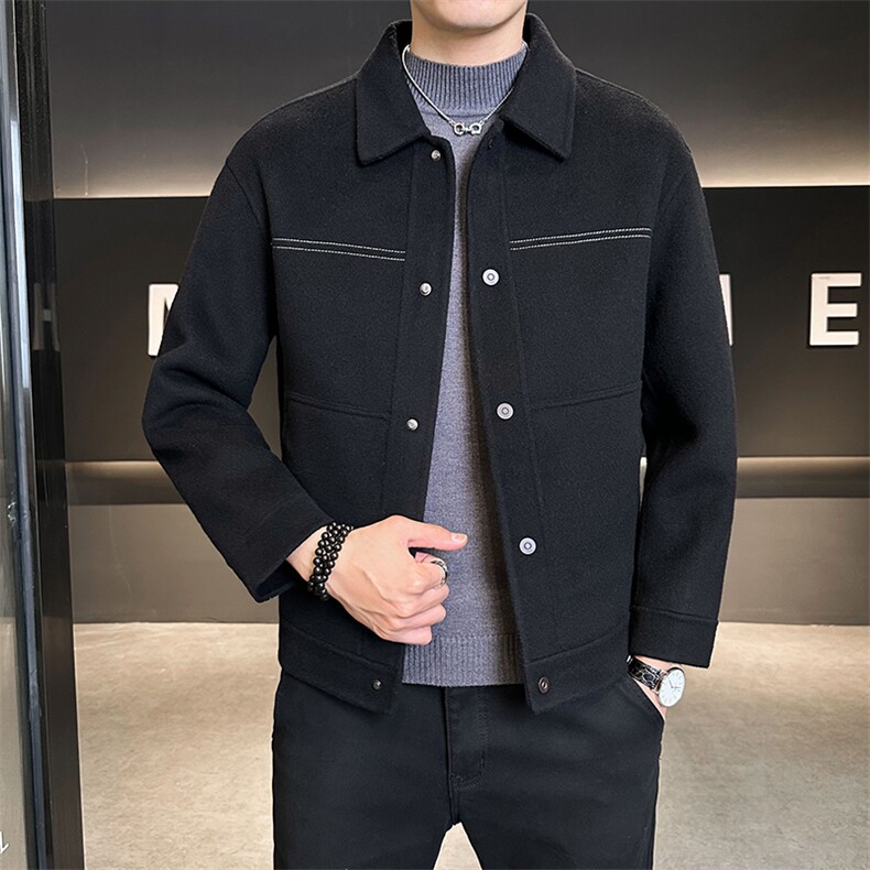 冬季2025新款厚款双面羊毛毛呢外套男呢子夹克B240-W853-288,男装夹克,电商B240