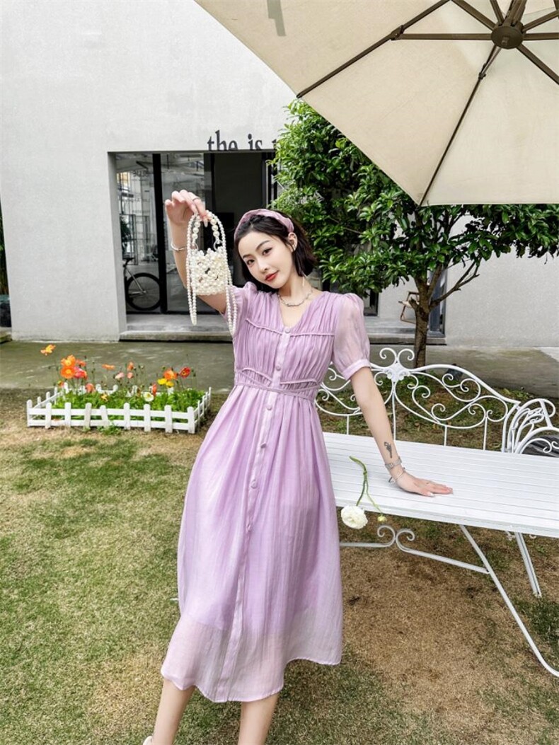 现货新品连衣裙77%空气面料手感柔软透气，女装连衣裙，荷塘月色