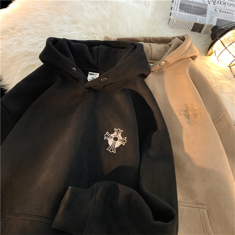 24秋季美式潮牌高街刺绣十字架连帽卫衣YT05P70M-4XL,男装卫衣,星座712