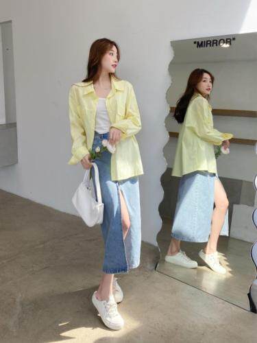 2021春夏新款挚爱多色纯色衬衫女设计感小众宽松纯色长袖防晒，女装衬衫，香丽迪1