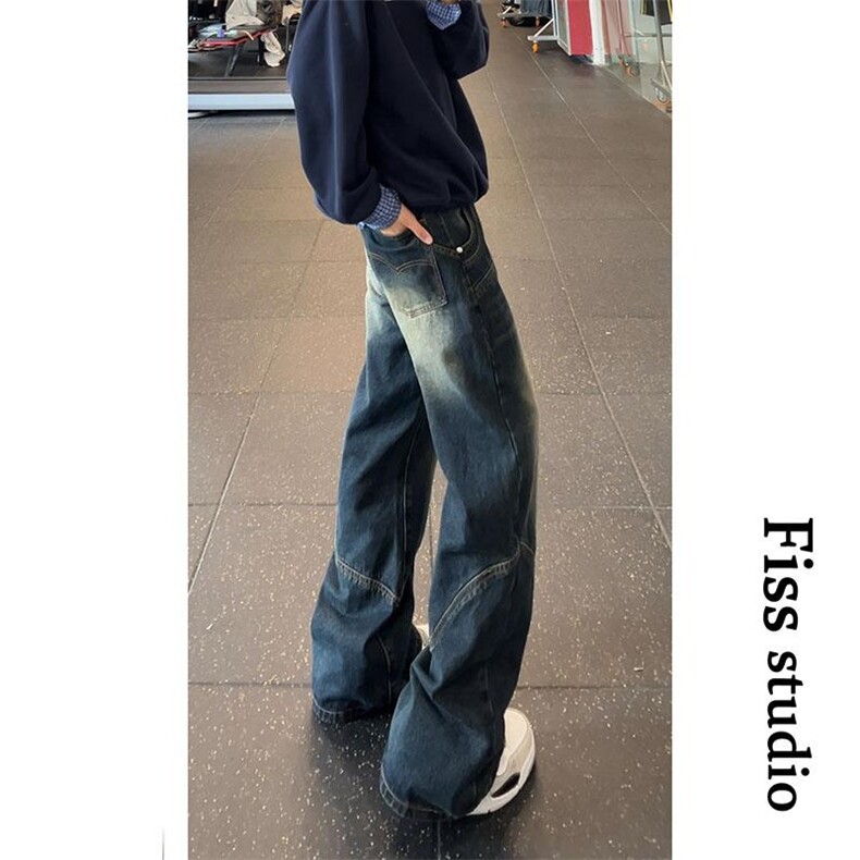 1506-1/K6021/P49冬季百搭阔腿长裤蓝色潮牌高腰男女同款阔腿裤,男装休闲裤,星座1506-1