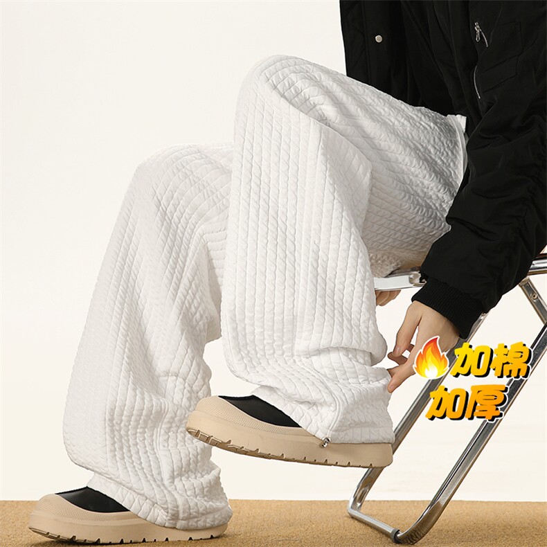 抖音条纹大码保暖棉裤休闲阔腿拖地裤K5629J加棉-特P35控58，男装棉裤，电商A001