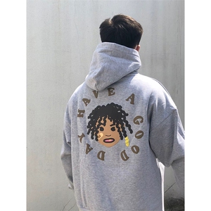 抖音得物 高品质印花连帽卫衣 秋冬装美式宽松连帽纯色卫衣ADL120图片