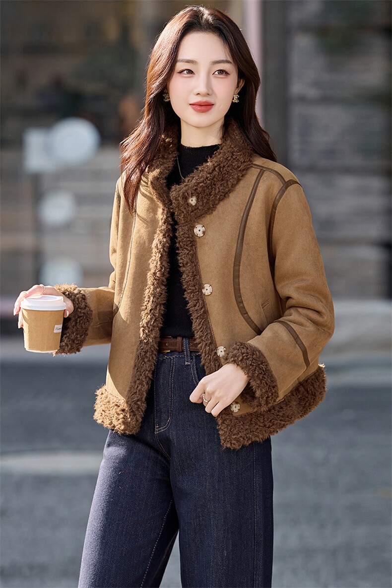 （现货）XBL新款2025年冬季保暖皮毛一体羊羔毛大衣性价比高送包,女装羽绒服,欣贝拉