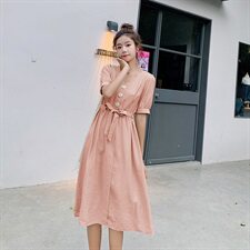 连衣裙时尚潮流中长款2021年夏季短袖优雅气质个性，女装连衣裙，艾艾淮淮