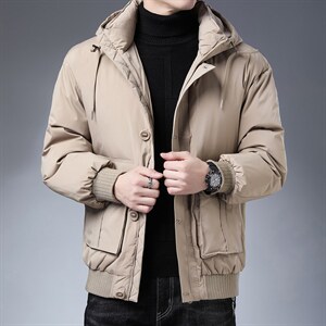 21冬季新款时尚羽绒服休闲宽松翻领外套男士90%白鸭绒ZG3318-P215图片