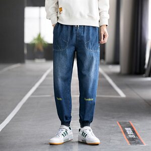 秋冬束脚牛仔裤宽松哈伦韩版潮流休闲百搭潮牌长裤C402-K066-P45图片