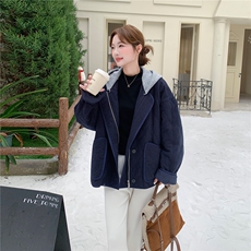 2025秋冬连帽宽松牛仔蓝棉衣2C322-M3005-P175-K245，女装棉衣/棉服，2C322