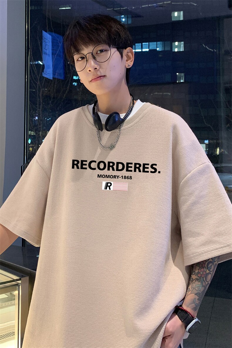 ！2024夏季新款男士华夫格短袖T恤情侣半袖TXH2408特P19控38,男装T恤,电商B220