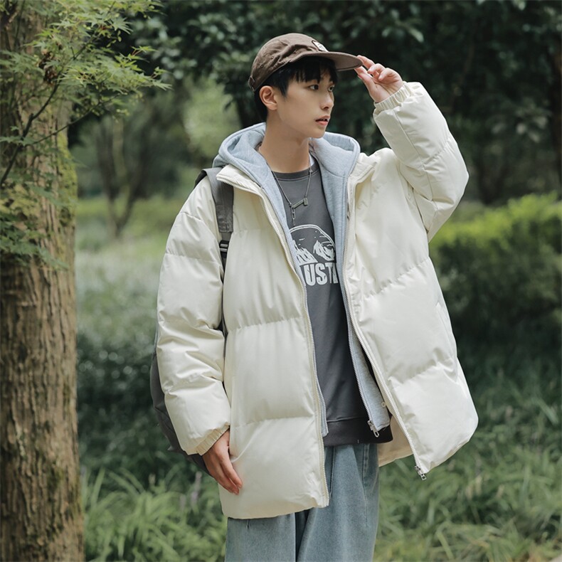 主推9978-P75高品质假两件宽松情侣连帽棉衣（深度库存）,男装棉衣,星座109