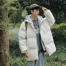 主推9978-P75高品质假两件宽松情侣连帽棉衣（深度库存），男装棉衣，星座109
