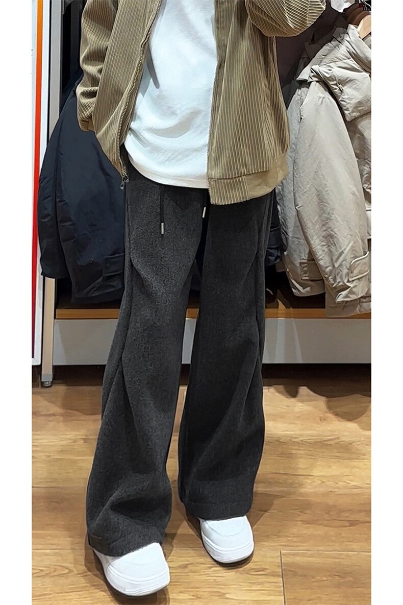 加厚美拉德呢料裤子秋冬潮牌休闲直筒阔腿长裤K674TP48控78,男装休闲裤,电商A102B