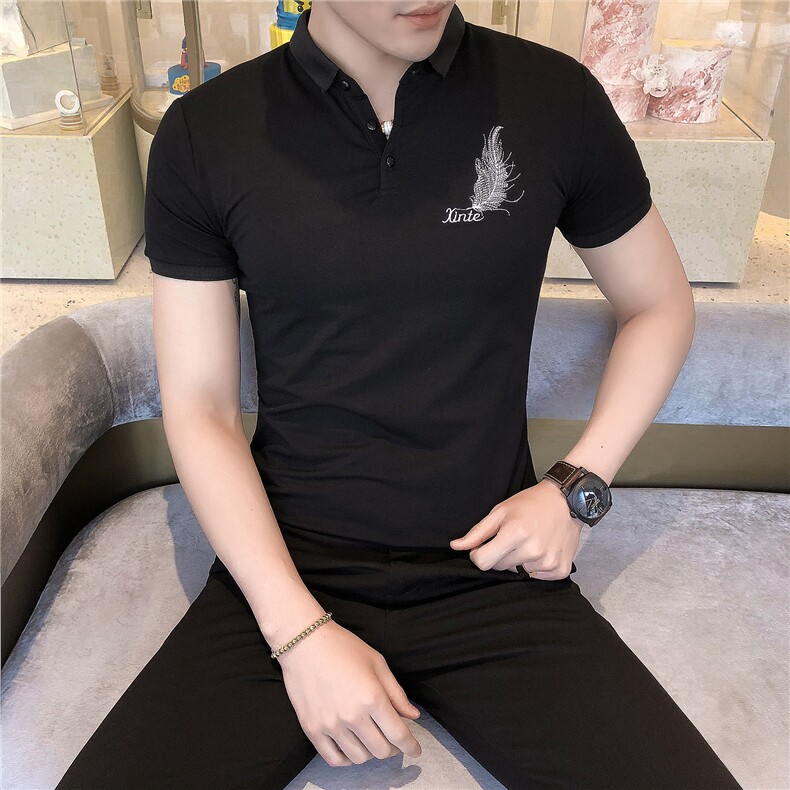 19夏新款潮男polo衫休闲百搭短袖韩版修身POLO绣花102A-PL09,男装Polo衫,星座419（原A233）