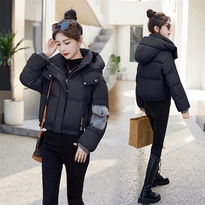 酒红色短款羽绒服女2024新款冬季时尚宽松小个子超好看白鸭绒外套图片