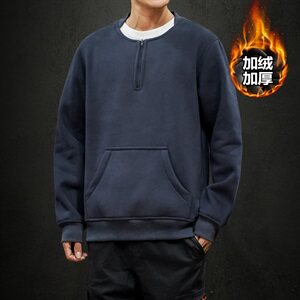 2019冬季新款马切达日系大码宽松休闲纯色加绒加厚卫衣男W656-P50图片