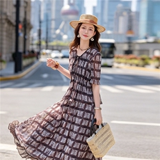 时尚休闲格纹显瘦系带上衣木耳边半裙超仙两件套女，女装套装/套裙，水衣源
