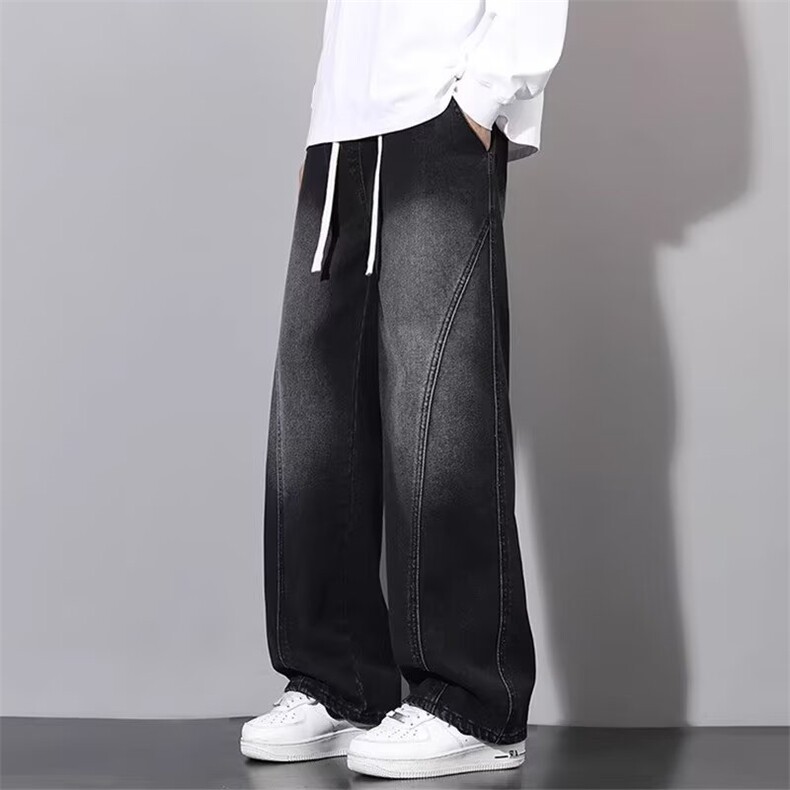 美式复古牛仔裤男款春秋季高街潮牌宽松直筒长裤阔腿休闲百搭裤子,男装牛仔裤,星座506A