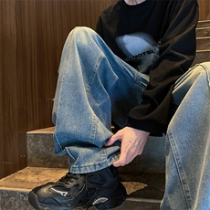 宽松阔腿美式复古牛仔裤男潮牌高街直筒oversize长裤子NH211-p48，男装牛仔裤，星座1008