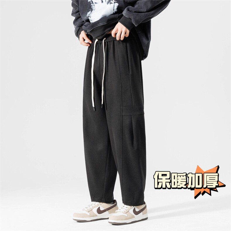 无影墙冬季加厚抗起球呢料哈伦裤宽松大码休闲萝卜裤男873-P65,男装休闲裤,电商C305A