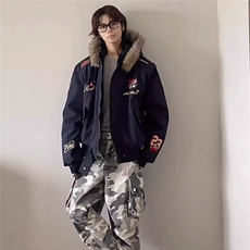 美式复古刺绣徽章座山雕棉衣外套男女冬季小众保暖夹克，男装夹克，星座506A