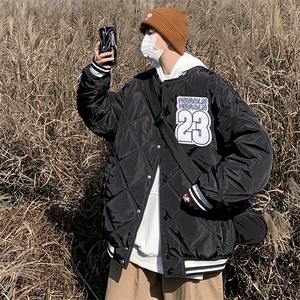 F586P65美式复古撞色棉服2024新款加厚保暖棉袄冬季图片