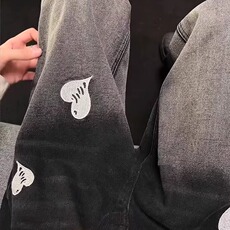 美式高街设计感阔腿牛仔裤男女春秋款复古高腰宽松垂感直筒裤子，男装牛仔裤，星座506A