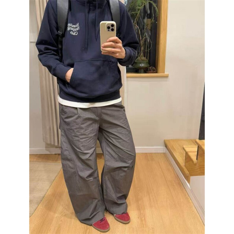 夏季深灰色休闲透气香蕉美式褶皱尼龙休闲工装伞兵裤~K25701批45，男装工装外套，星座1004-6