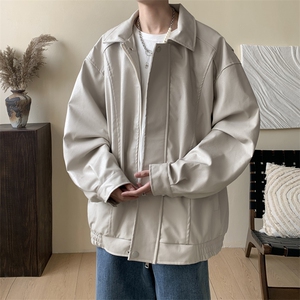 抖音直播！pu皮衣机车服宽松夹克男 CP40-特p65 控价：118图片