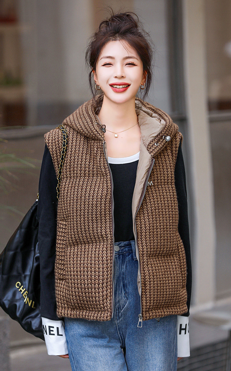 欧洲站羽绒马甲女外搭设计感小香风小个子外套2025新款女90羽绒服,女装羽绒服,意芙