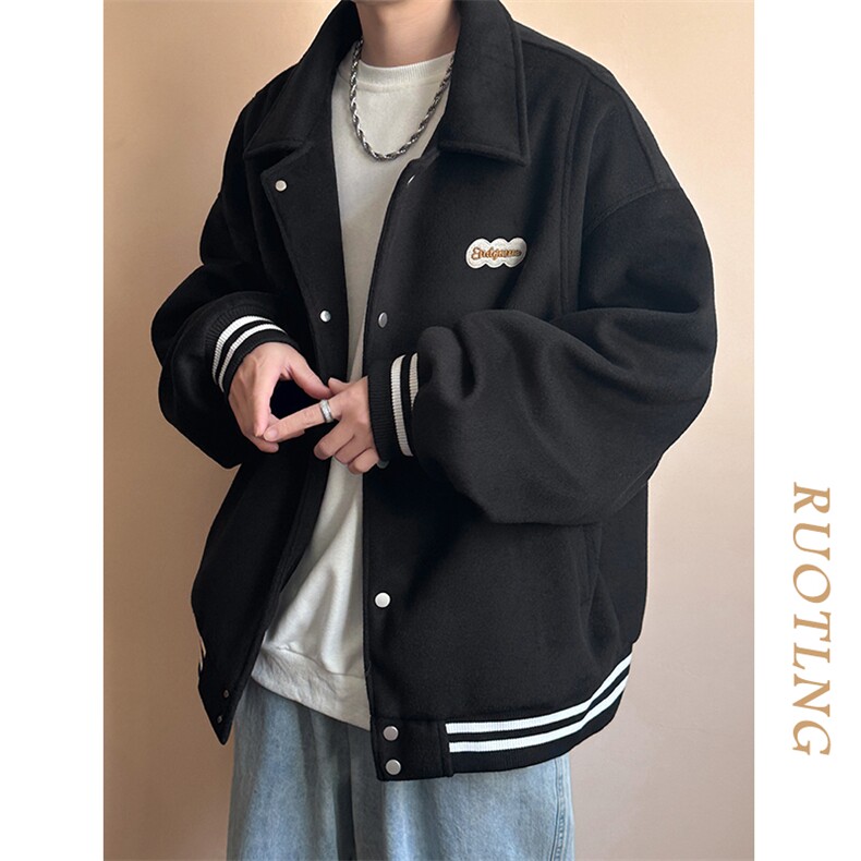 秋冬现货新款毛呢外套宽松百搭夹克上衣A351-AJ23140-P105控148,男装夹克,电商A351