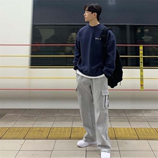 精致韩风圆领套头简约字母卫衣W3108-p35控49棉45%聚酯纤维55%，男装卫衣，星座218-5