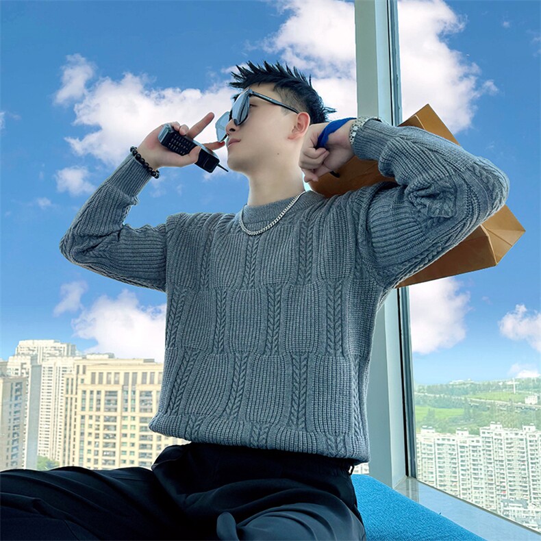 AM302/P85控115秋冬季社会小伙休闲百搭潮流保暖简约毛衣男黑首,男装针织衫/毛衣,星座305B-1