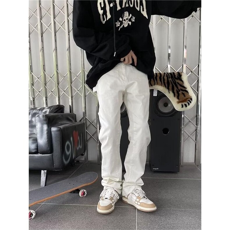 1506/QK9550/P46美式高街vibe风纯色宽松显瘦微喇叭直筒休闲长裤,男装休闲裤,星座1506