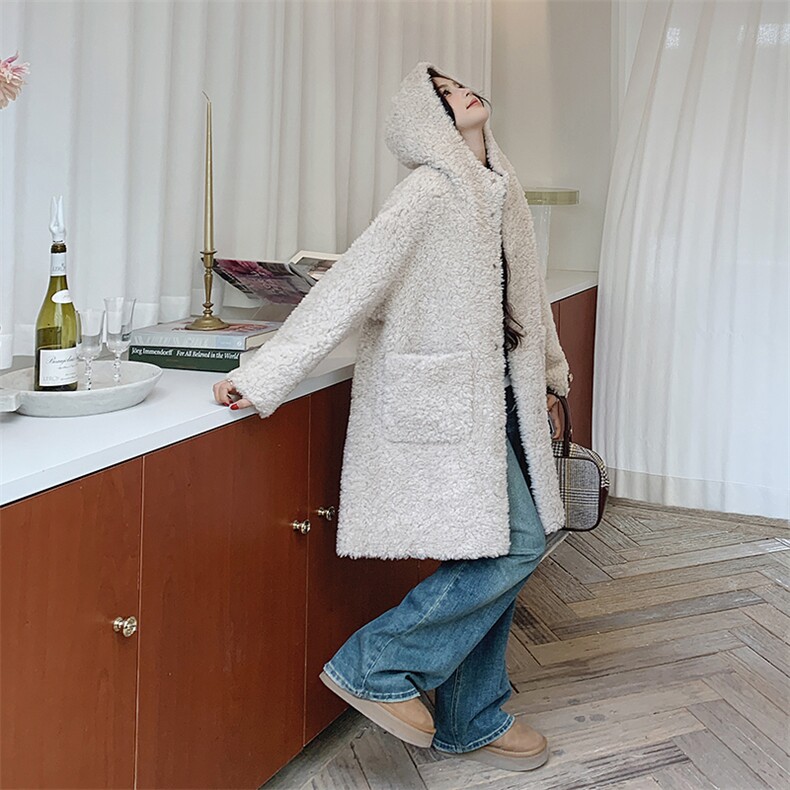 冬装新品连帽羊羔毛外套浙宝208-8058-P185K278,女装羊羔毛/颗粒绒,浙宝208