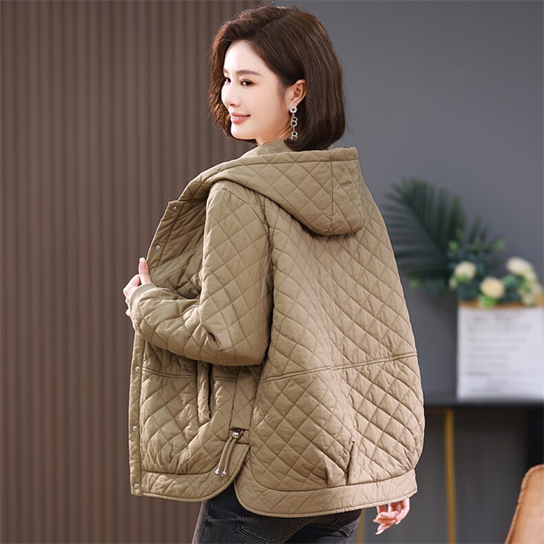 2024冬季连帽时尚休闲夹棉加厚保暖舒适棉服,女装棉衣/棉服,独衣靓